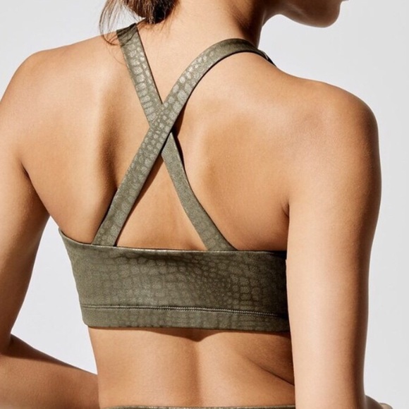 Olive Carbon38 sports bra in crocodile foil pattern, size M - Picture 6 of 6
